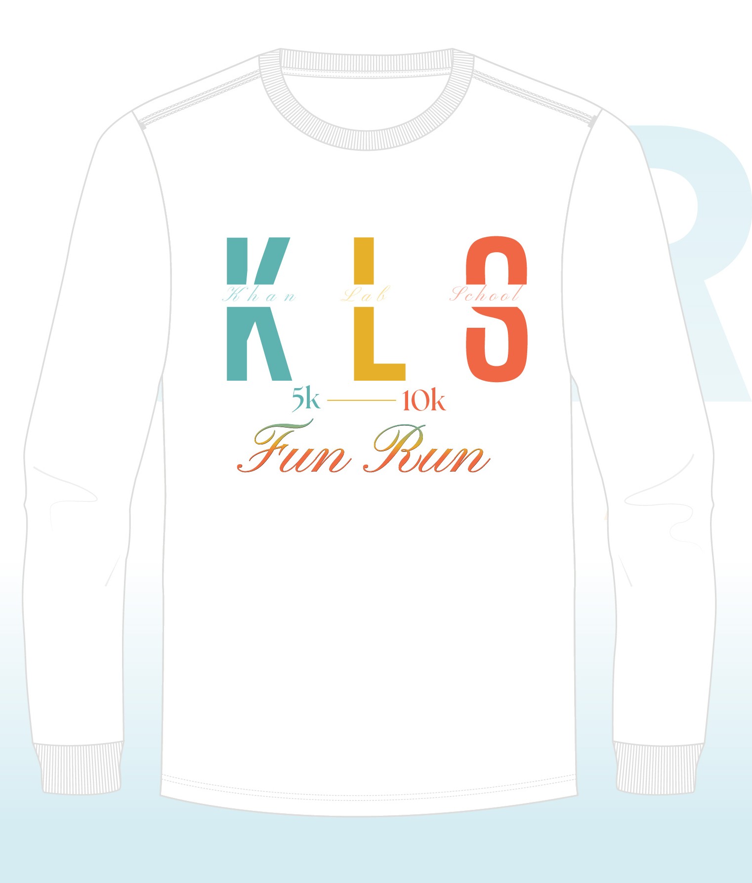 KLS Fun Run long sleeve t-shirt with colorful KLS letters and Fun Run text